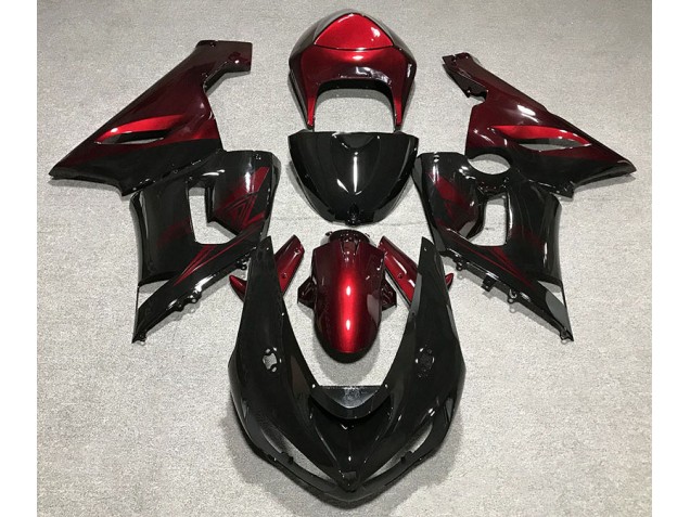 Negro Brillante & Rojo 05-06 ZX6R Carenado Moto Negro Brillante & Rojo 05-06 ZX6R Carenado Moto