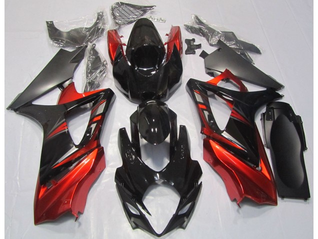 Negro Brillante & Rojo 07-08 GSXR 1000 Carenado Moto Negro Brillante & Rojo 07-08 GSXR 1000 Carenado Moto