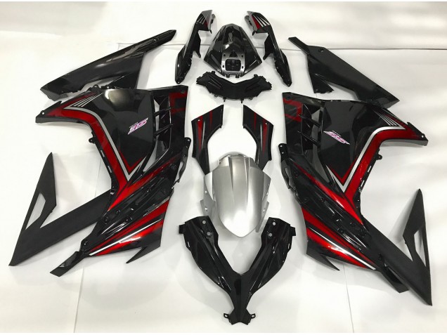 Negro Brillante & Rojo 13-18 Ninja 300 Carenado Moto Negro Brillante & Rojo 13-18 Ninja 300 Carenado Moto