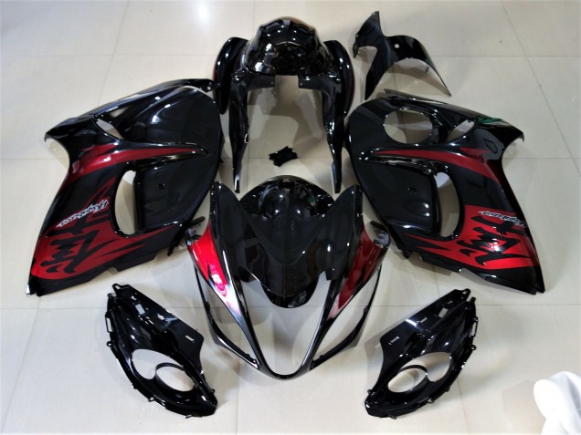 Negro Brillante & Rojo Caramelo 08-20 GSXR 1300 Carenado Moto Negro Brillante & Rojo Caramelo 08-20 GSXR 1300 Carenado Moto