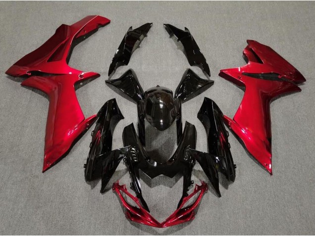 Negro Brillante & Rojo Lava 11-24 GSXR 600-750 Carenado Moto Negro Brillante & Rojo Lava 11-24 GSXR 600-750 Carenado Moto