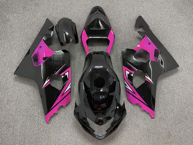 Negro Brillante & Rosa 04-05 GSXR 600-750 Carenado Moto Negro Brillante & Rosa 04-05 GSXR 600-750 Carenado Moto