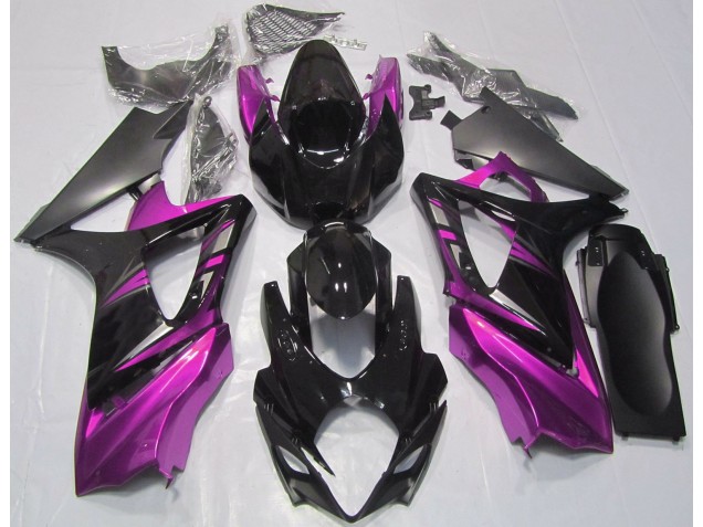 Negro Brillante & Rosa 07-08 GSXR 1000 Carenado Moto Negro Brillante & Rosa 07-08 GSXR 1000 Carenado Moto