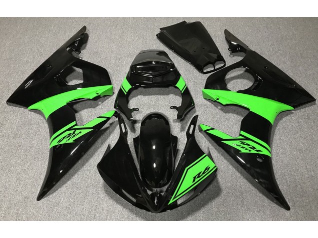Negro Brillante & Verde 03-04 R6 Carenado Moto Negro Brillante & Verde 03-04 R6 Carenado Moto