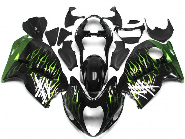 Negro Con Verde Intenso Llama 97-07 GSXR 1300 Carenado Moto Negro Con Verde Intenso Llama 97-07 GSXR 1300 Carenado Moto