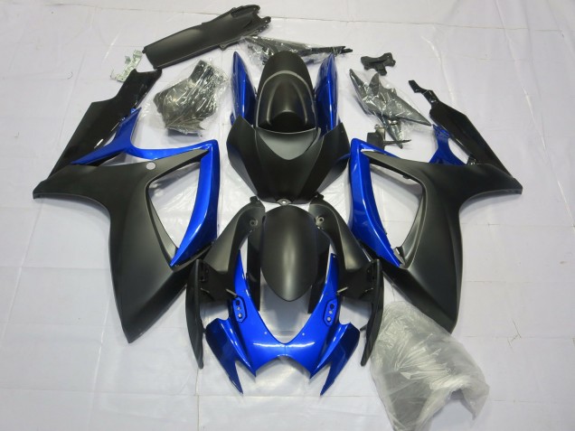 Negro Mate Azul Brillante 06-07 GSXR 600-750 Carenado Moto Negro Mate Azul Brillante 06-07 GSXR 600-750 Carenado Moto