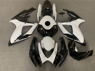 Negro Mate & Blanco Brillante 06-07 GSXR 600-750 Carenado Moto