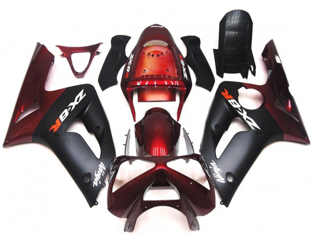 Negro Mate & Granate 03-04 ZX6R Carenado Moto Negro Mate & Granate 03-04 ZX6R Carenado Moto