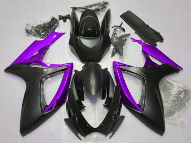 Negro Mate & Morado 06-07 GSXR 600-750 Carenado Moto