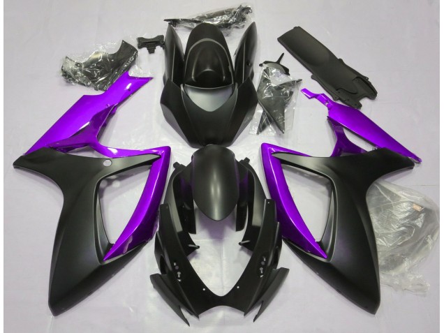 Negro Mate & Morado 06-07 GSXR 600-750 Carenado Moto Negro Mate & Morado 06-07 GSXR 600-750 Carenado Moto