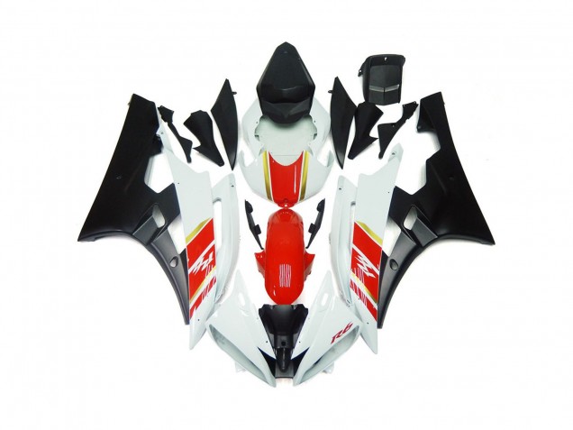 Negro Mate Personalizado & Rojo Con Blanco 06-07 R6 Carenado Moto Negro Mate Personalizado & Rojo Con Blanco 06-07 R6 Carenado Moto