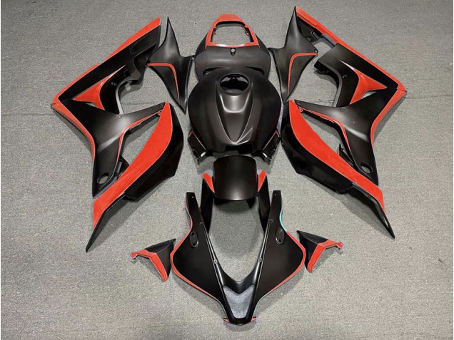 Negro Mate & Rojo 07-08 CBR600RR Carenado Moto Negro Mate & Rojo 07-08 CBR600RR Carenado Moto
