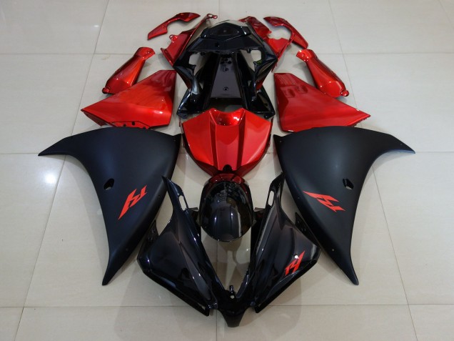 Negro Mate & Rojo Fuego 12-14 R1 Carenado Moto Negro Mate & Rojo Fuego 12-14 R1 Carenado Moto