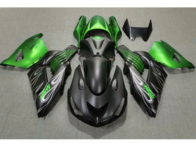 Negro Mate & Verde 06-11 ZX14R Carenado Moto