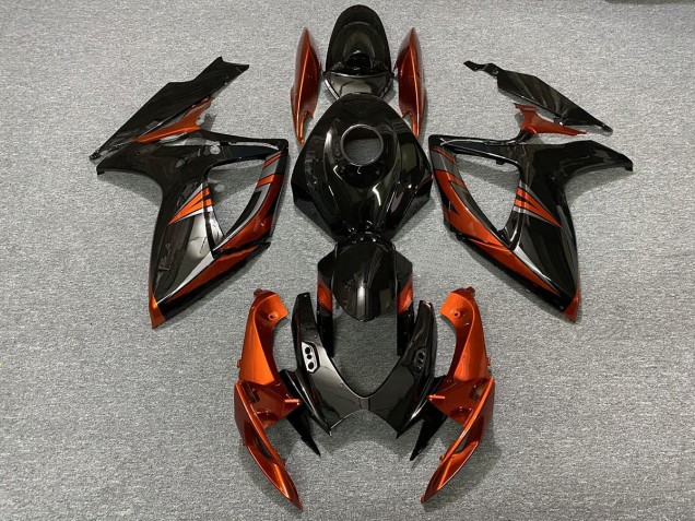 Negro & Naranja Quemado 06-07 GSXR 600-750 Carenado Moto Negro & Naranja Quemado 06-07 GSXR 600-750 Carenado Moto