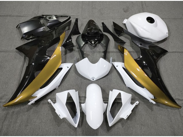 Oro Personalizado En Blanco & Negro 08-16 R6 Carenado Moto Oro Personalizado En Blanco & Negro 08-16 R6 Carenado Moto