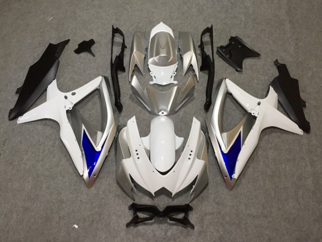 Plata Blanco Azul 08-10 GSXR 600-750 Carenado Moto Plata Blanco Azul 08-10 GSXR 600-750 Carenado Moto