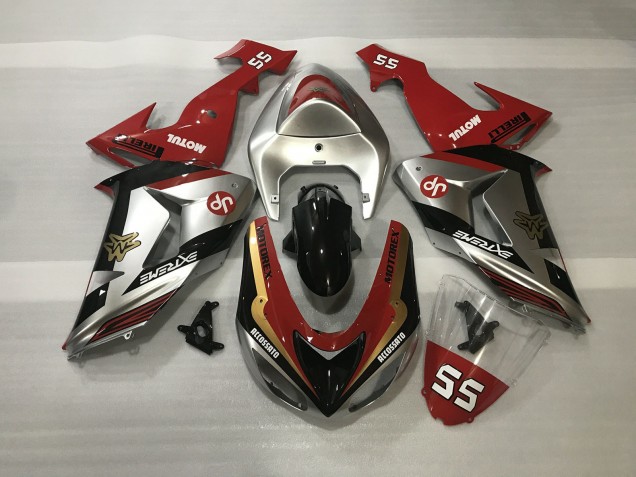 Plata Brillante & Rojo 06-07 ZX10R Carenado Moto Plata Brillante & Rojo 06-07 ZX10R Carenado Moto