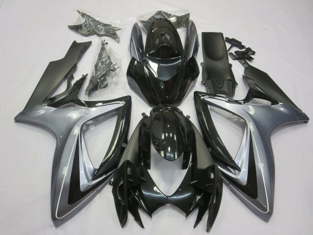 Plata Clara & Negra 06-07 GSXR 600-750 Carenado Moto Plata Clara & Negra 06-07 GSXR 600-750 Carenado Moto