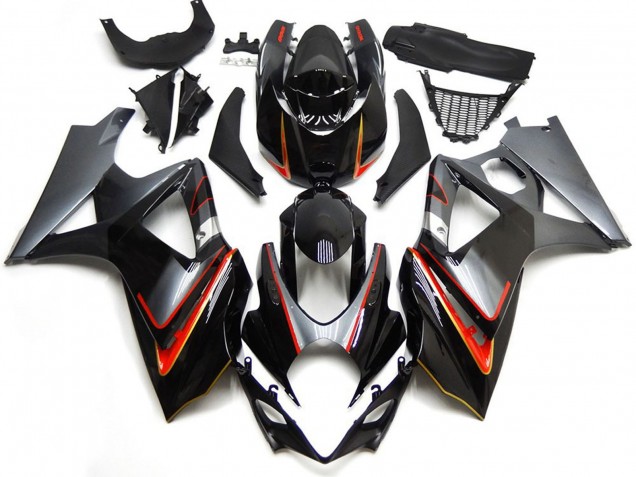 Plata & Negro Con Rojo 07-08 GSXR 1000 Carenado Moto Plata & Negro Con Rojo 07-08 GSXR 1000 Carenado Moto