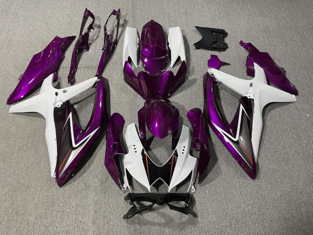 Púrpura Brillante & Blanco 08-10 GSXR 600-750 Carenado Moto Púrpura Brillante & Blanco 08-10 GSXR 600-750 Carenado Moto