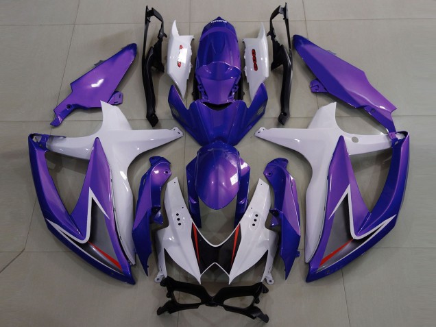 Púrpura Brillante & Blanco 08-10 GSXR 600-750 Carenado Moto Púrpura Brillante & Blanco 08-10 GSXR 600-750 Carenado Moto