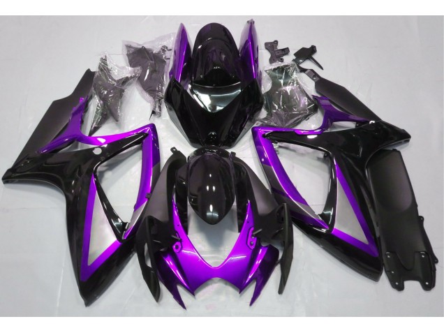 Púrpura Brillante & Negro 06-07 GSXR 600-750 Carenado Moto Púrpura Brillante & Negro 06-07 GSXR 600-750 Carenado Moto