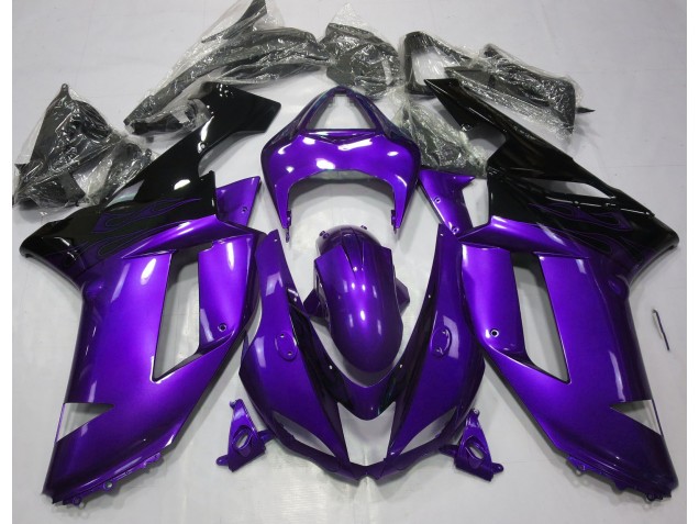 Púrpura Brillante & Negro 07-08 ZX6R Carenado Moto