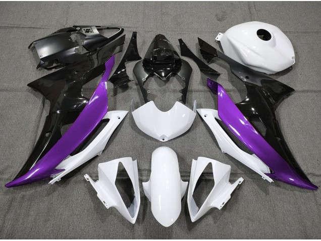 Púrpura Personalizado En Blanco & Negro 08-16 R6 Carenado Moto Púrpura Personalizado En Blanco & Negro 08-16 R6 Carenado Moto