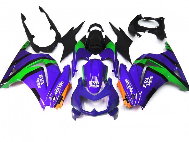 Púrpura Verde & Negro 08-12 Ninja 250 Carenado Moto Púrpura Verde & Negro 08-12 Ninja 250 Carenado Moto