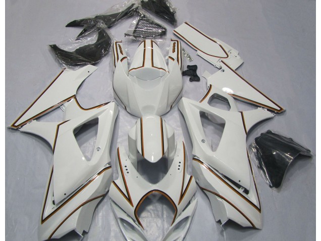Raya Pin Naranja Blanco Brillante 07-08 GSXR 1000 Carenado Moto Raya Pin Naranja Blanco Brillante 07-08 GSXR 1000 Carenado Moto