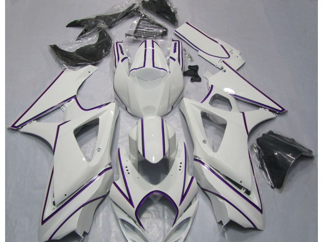 Raya Pin Púrpura Blanco Brillante 07-08 GSXR 1000 Carenado Moto Raya Pin Púrpura Blanco Brillante 07-08 GSXR 1000 Carenado Moto