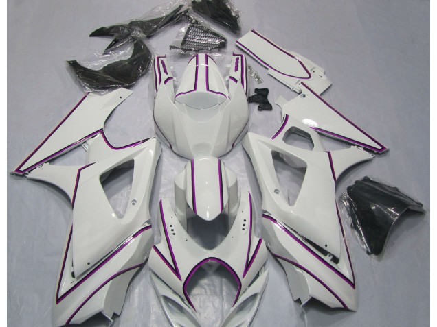 Raya Pin Rosa Blanco Brillante 07-08 GSXR 1000 Carenado Moto Raya Pin Rosa Blanco Brillante 07-08 GSXR 1000 Carenado Moto