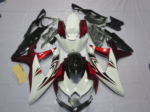 Rojo Blanco Negro 08-10 GSXR 600-750 Carenado Moto