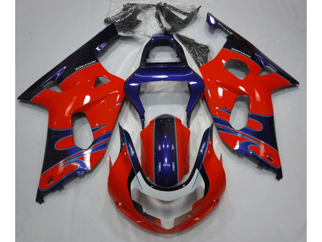 Rojo Brillante & Azul 01-03 GSXR 600-750 Carenado Moto Rojo Brillante & Azul 01-03 GSXR 600-750 Carenado Moto