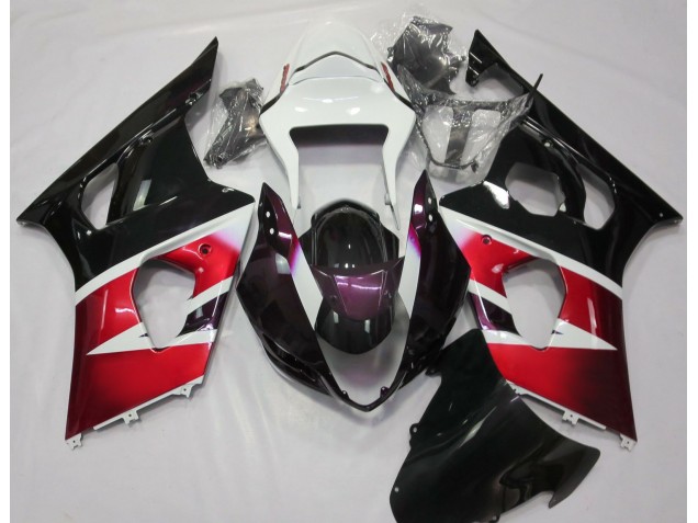 Rojo Brillante & Blanco 03-04 GSXR 1000 Carenado Moto Rojo Brillante & Blanco 03-04 GSXR 1000 Carenado Moto