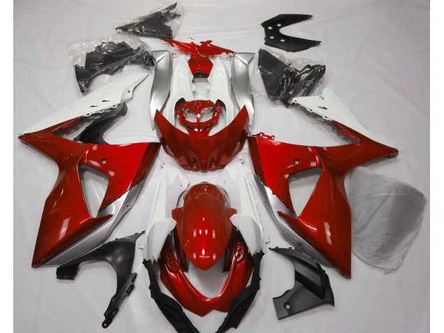 Rojo Brillante & Blanco 09-16 GSXR 1000 Carenado Moto Rojo Brillante & Blanco 09-16 GSXR 1000 Carenado Moto