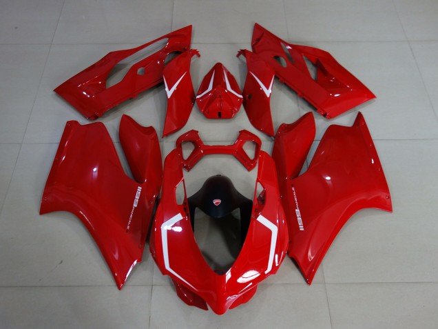 Rojo Brillante & Blanco 11-14 Ducati 1199 Carenado Moto Rojo Brillante & Blanco 11-14 Ducati 1199 Carenado Moto