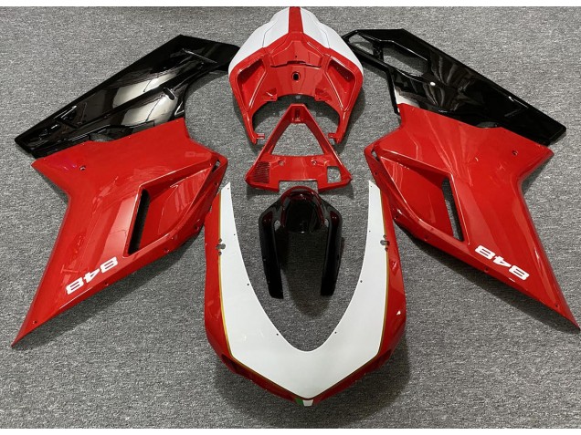 Rojo Brillante & Blanco (Etiqueta 848) 07-14 Ducati 848 1098 1198 Carenado Moto Rojo Brillante & Blanco (Etiqueta 848) 07-14 Ducati 848 1098 1198 Carenado Moto