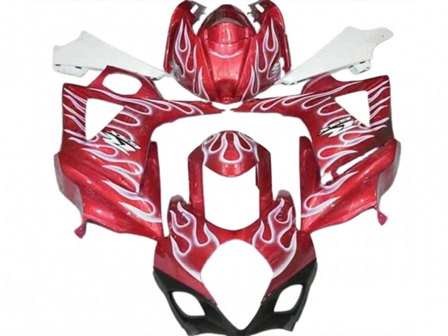 Rojo Brillante & Blanco Llama 07-08 GSXR 1000 Carenado Moto Rojo Brillante & Blanco Llama 07-08 GSXR 1000 Carenado Moto