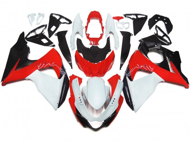 Rojo Brillante Con Blanco & Negro 09-16 GSXR 1000 Carenado Moto