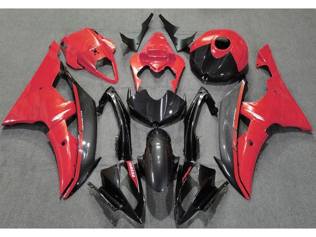 Rojo Brillante & Fibra De Carbono 08-16 R6 Carenado Moto Rojo Brillante & Fibra De Carbono 08-16 R6 Carenado Moto