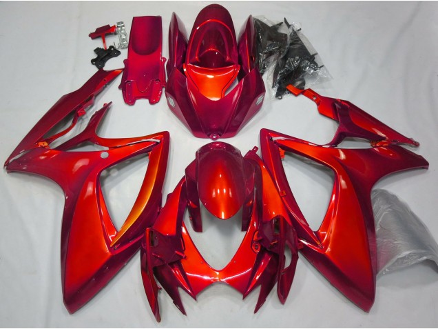 Rojo Brillante Liso 06-07 GSXR 600-750 Carenado Moto Rojo Brillante Liso 06-07 GSXR 600-750 Carenado Moto
