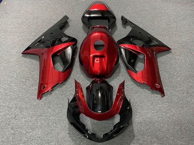 Rojo Brillante & Negro 01-03 GSXR 600-750 Carenado Moto Rojo Brillante & Negro 01-03 GSXR 600-750 Carenado Moto