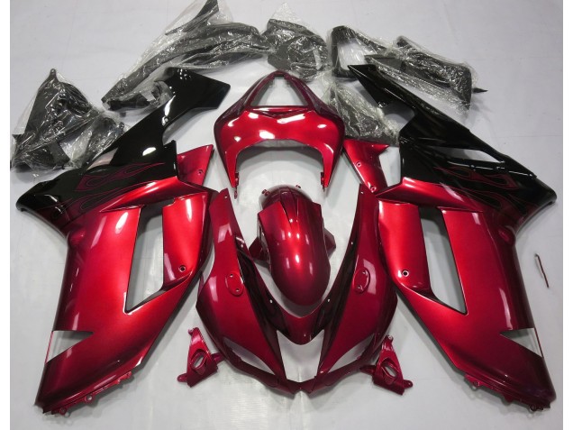 Rojo Brillante & Negro 07-08 ZX6R Carenado Moto Rojo Brillante & Negro 07-08 ZX6R Carenado Moto