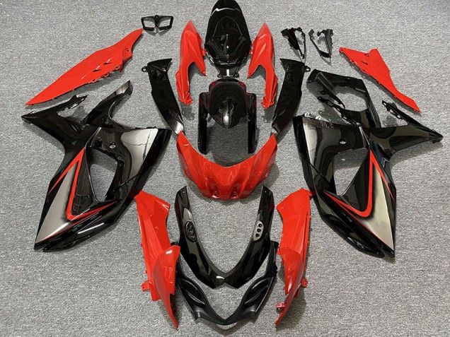 Rojo Brillante & Negro 09-16 GSXR 1000 Carenado Moto Rojo Brillante & Negro 09-16 GSXR 1000 Carenado Moto