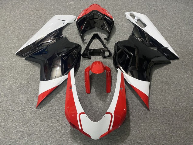 Rojo Brillo Blanco & Negro 07-14 Ducati 848 1098 1198 Carenado Moto Rojo Brillo Blanco & Negro 07-14 Ducati 848 1098 1198 Carenado Moto