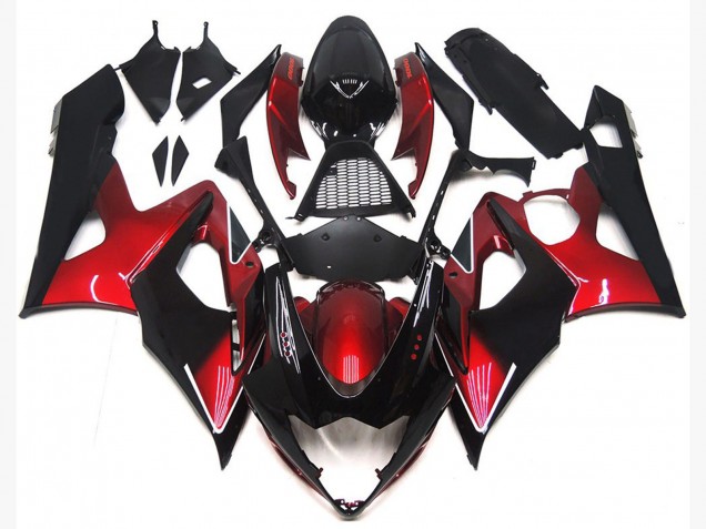 Rojo Granate & Negro Brillante 05-06 GSXR 1000 Carenado Moto