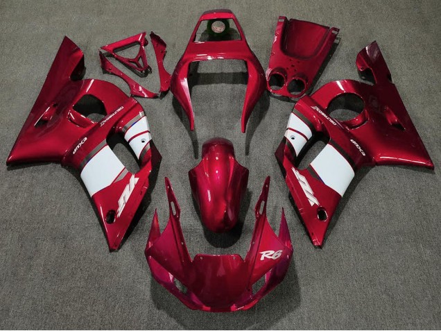 Rojo Intenso & Blanco 98-02 R6 Carenado Moto Rojo Intenso & Blanco 98-02 R6 Carenado Moto