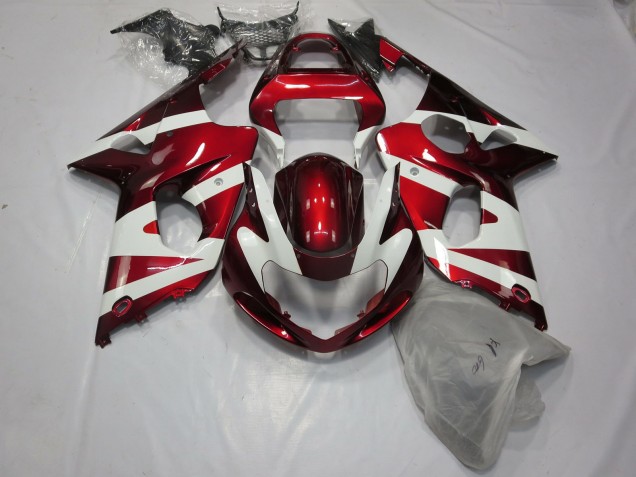 Rojo Intenso & Blanco 00-02 GSXR 1000 Carenado Moto Rojo Intenso & Blanco 00-02 GSXR 1000 Carenado Moto